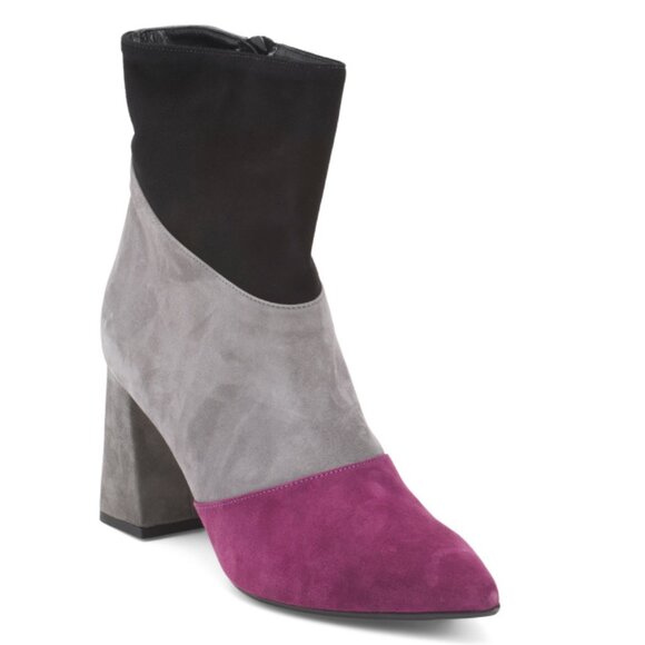 OROSCURO Black/multi Made In Italy Leather Heel Booties - Picture 1 of 2